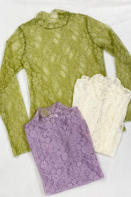 Lace Mock Neck Layering Top