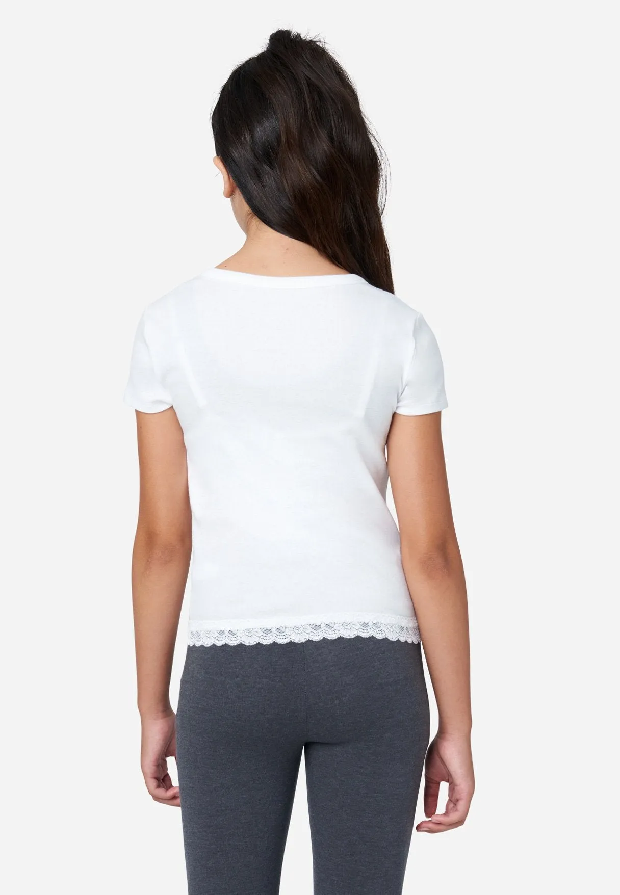 Lace-Trim Scoop Neck Tee