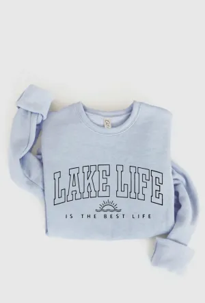 Lake Life Graphic Pullover Sweatshirt: Blue