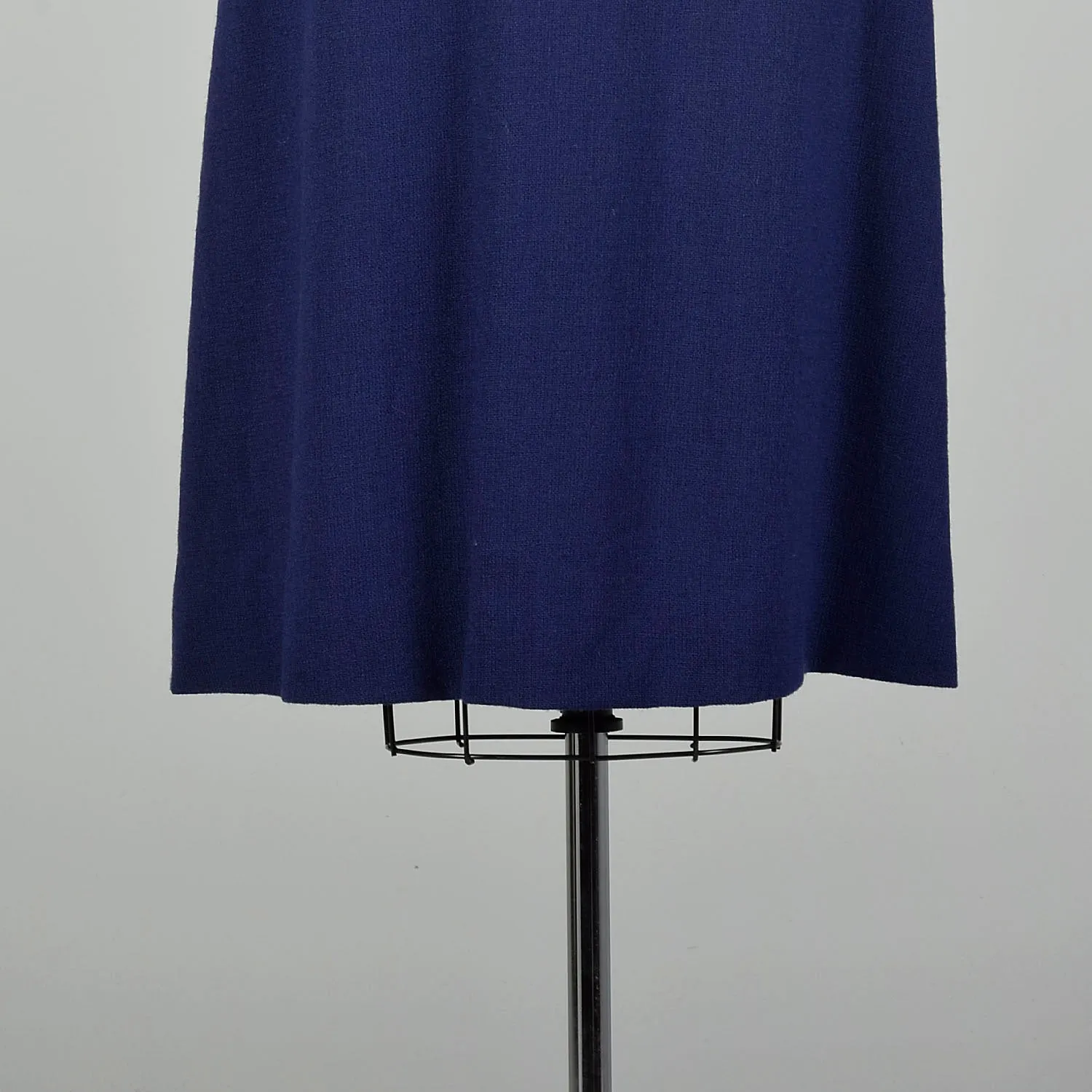 Large 1950s Blue Knit Dress with Lace Neckline Monochrome Harvey Berin