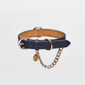 Leather Collar with Chain (Black)