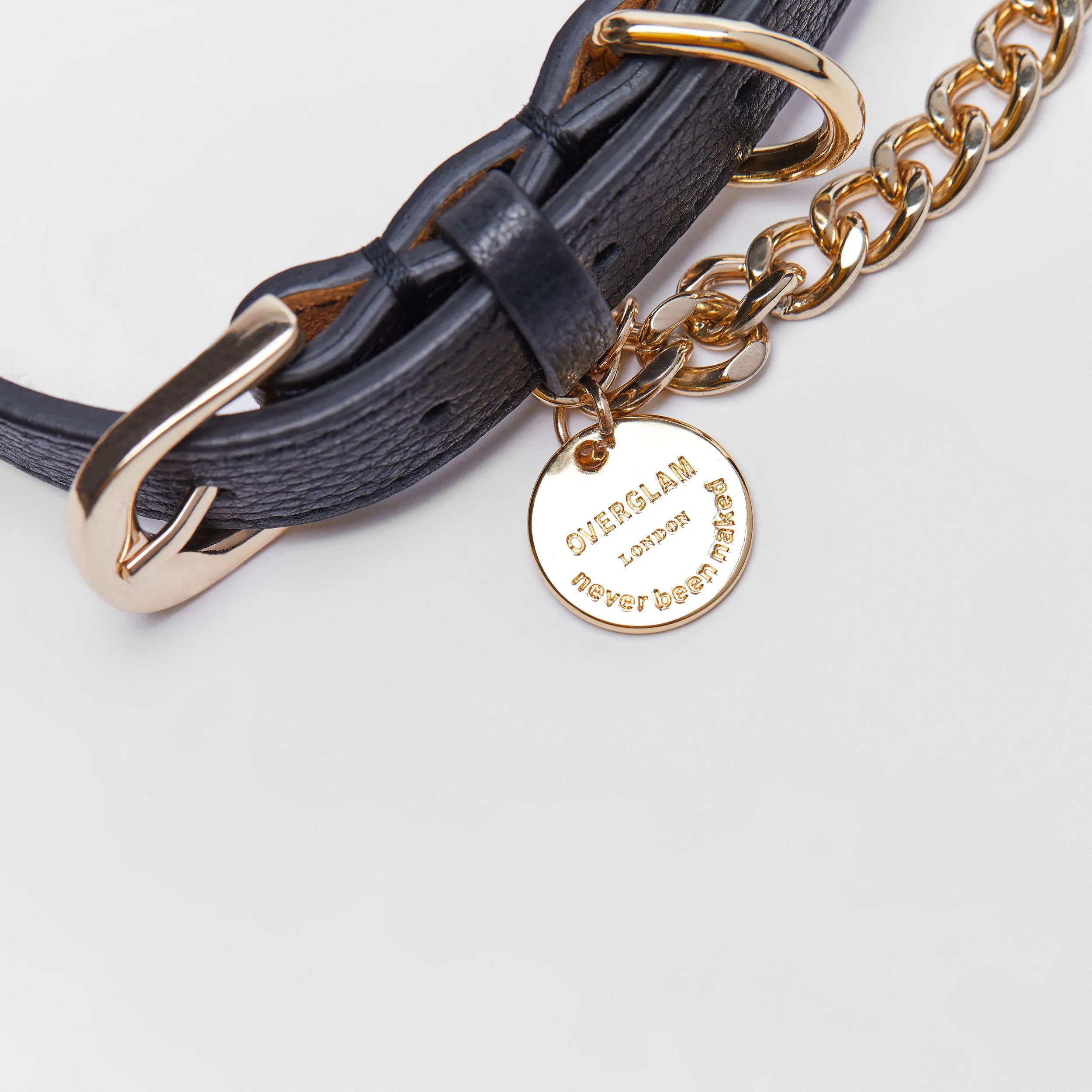 Leather Collar with Chain (Black)