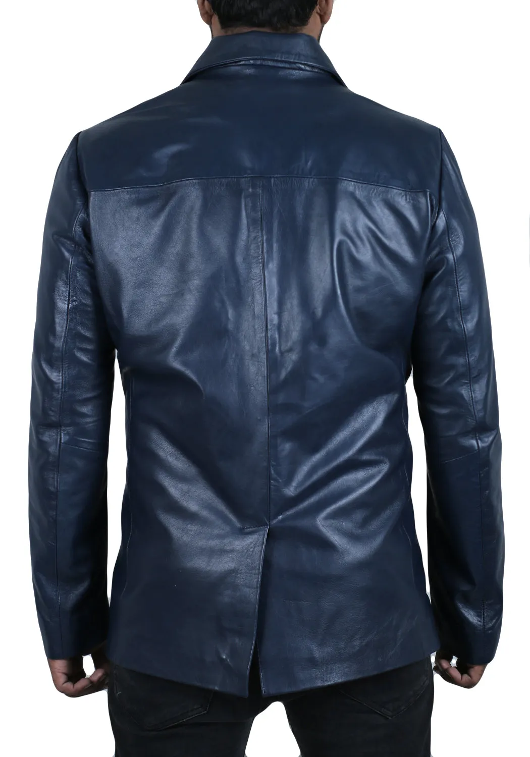 Leather Jackets Hub Mens Genuine Lambskin Leather Coat (Black, Blazer Jacket) - 1501833