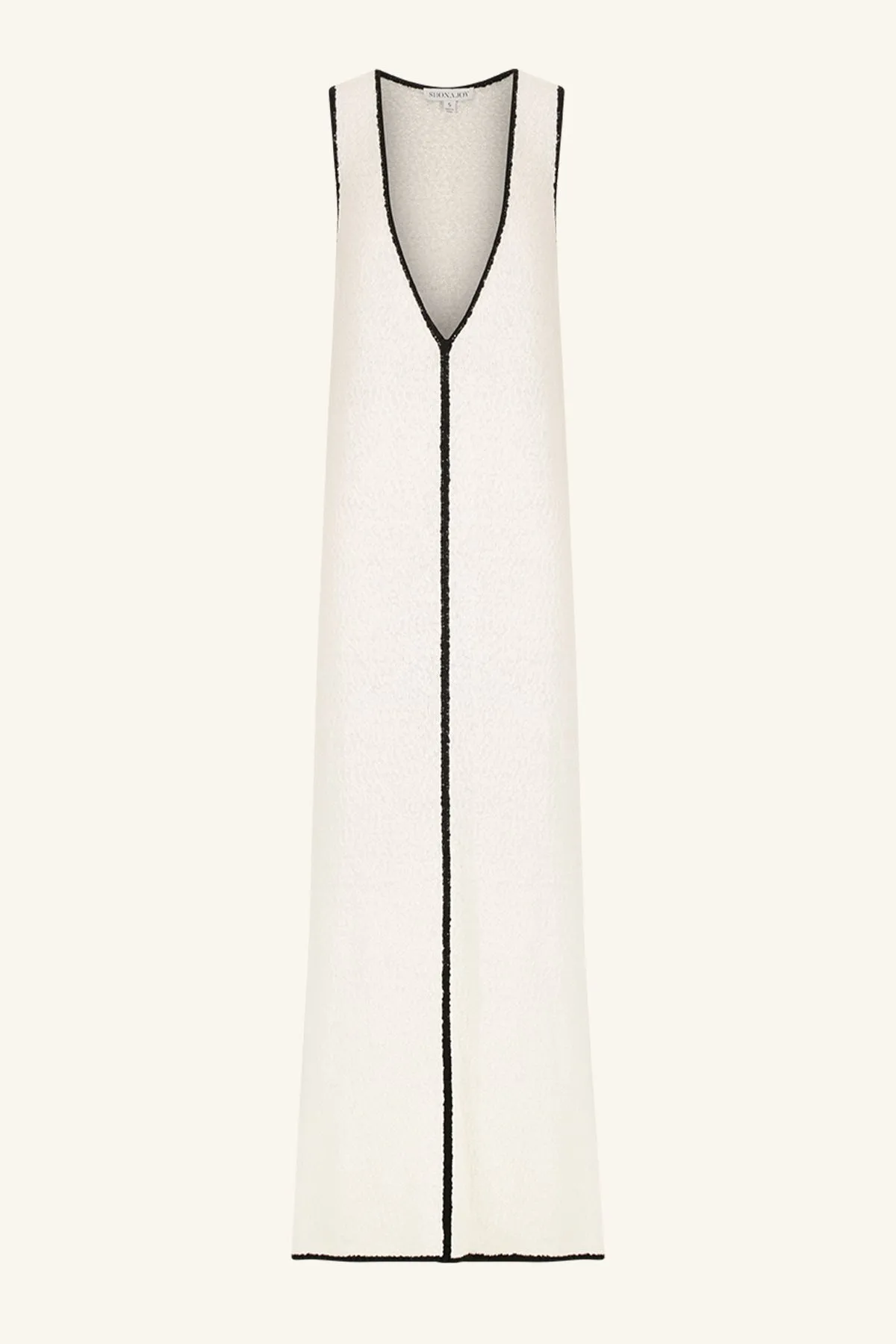 LENA PLUNGED MAXI DRESS - IVORY/BLACK