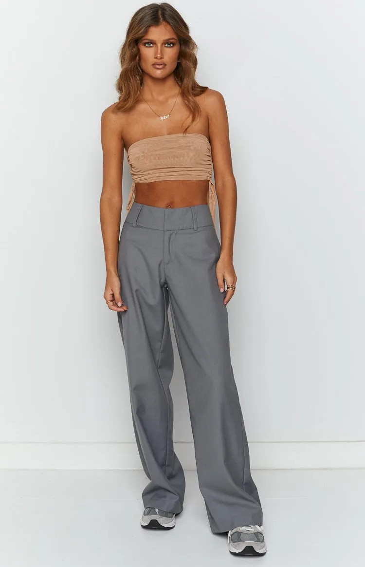 Lexi Tan Mesh Strapless Top