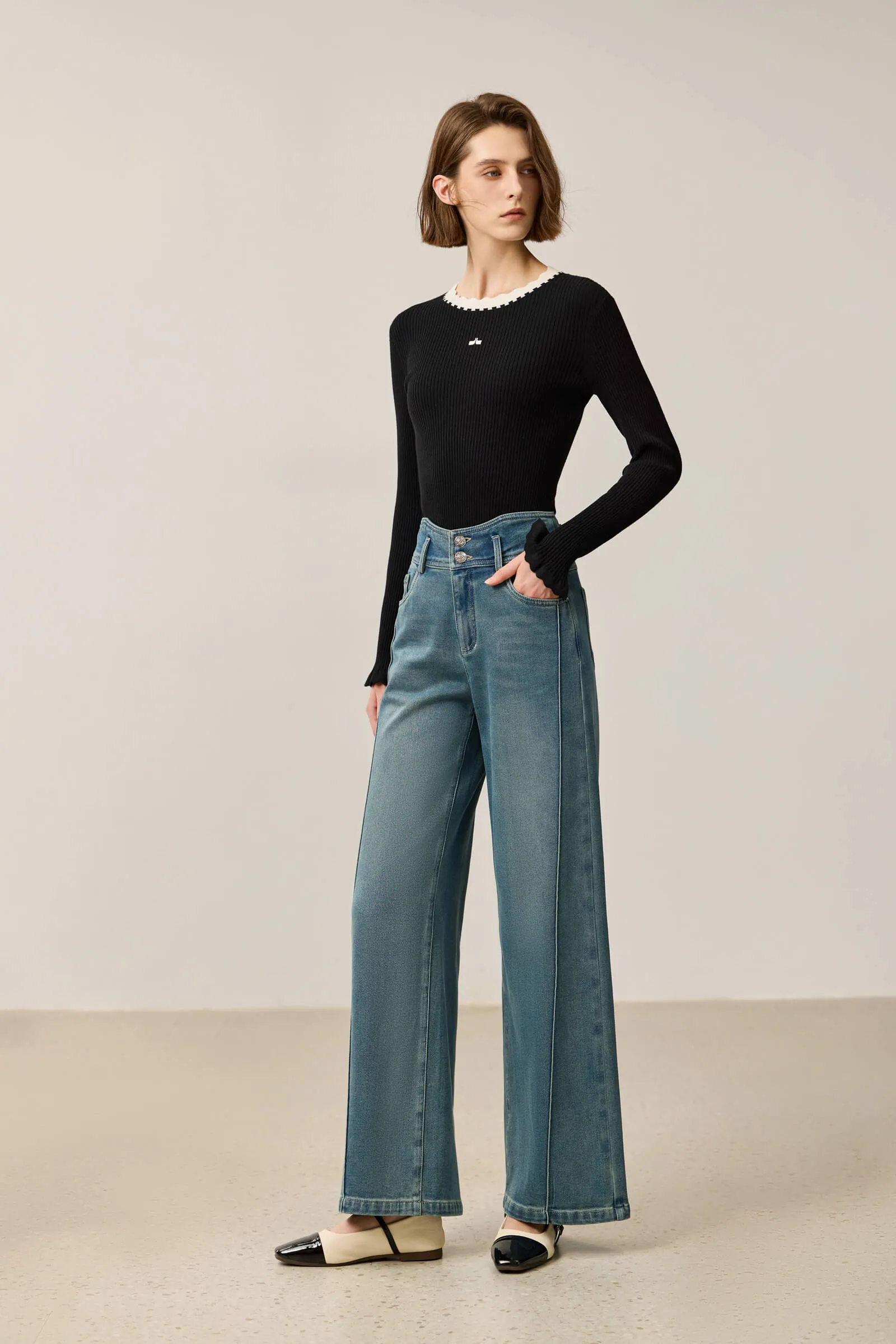 LILY Stylish High-Waist Wide-Leg Jeans