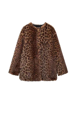 'Lindsey' Animal Print Faux Fur Coat