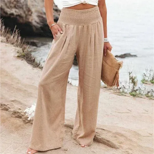 Linen Pants - Wide Legs - Cotton and Linen - Perfect for Summer and Office