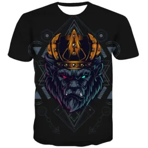 Lion T shirts Men Animal Shirt Print King Tshirts Casual Black Tshirt Printed Gothic Tshirts Cool Short Sleeve Hip hop Men Tops