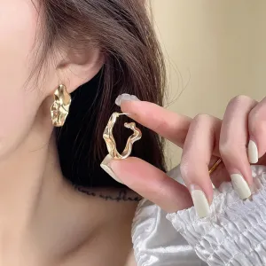 Liquid Gold Metal Hip-Hop Punk Personality Travel Irregular Earring