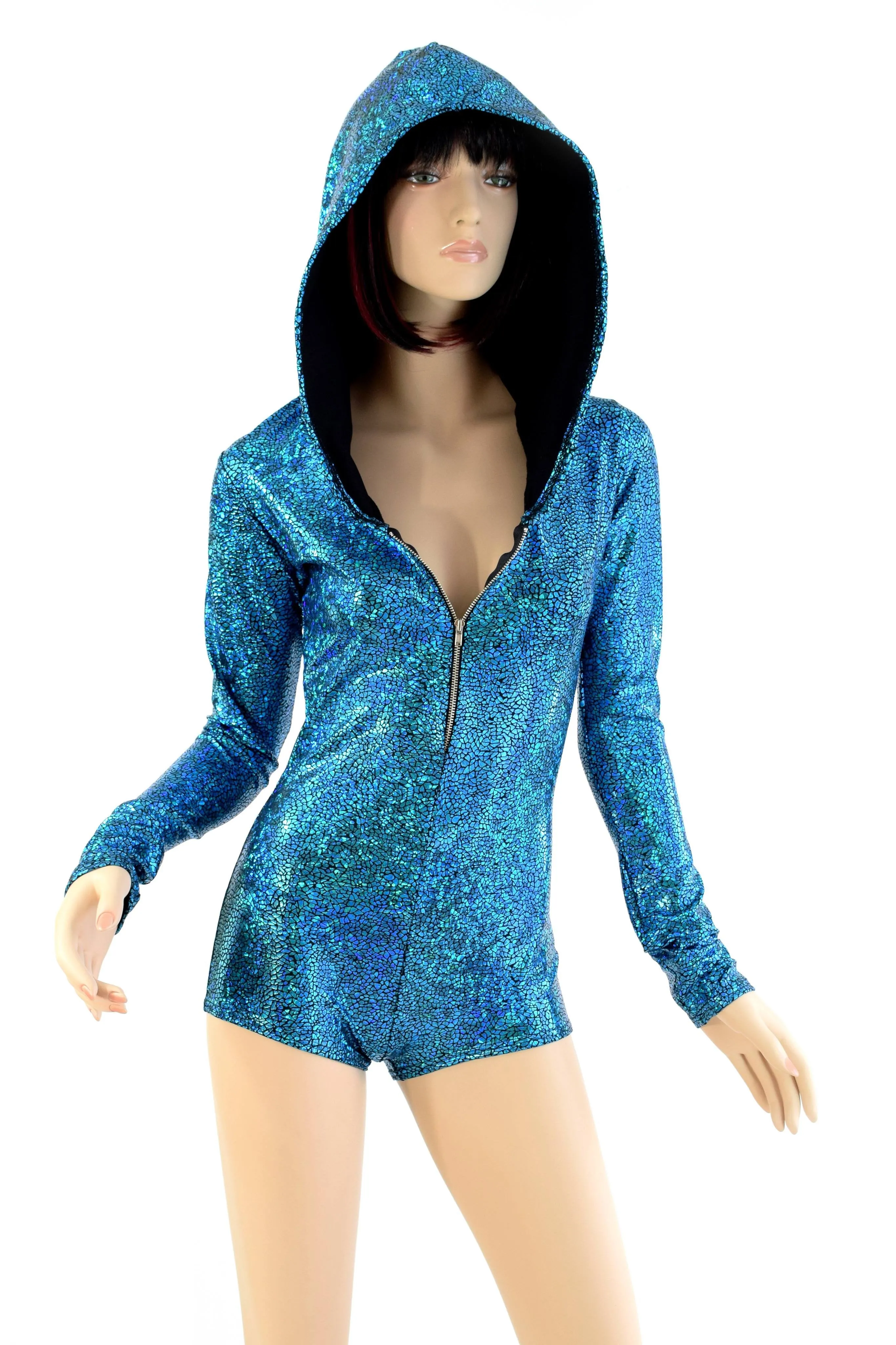 Long Sleeve Zipper Front Hoodie Romper