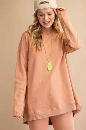 LS TERRY KNIT BANDED BOTTOM TUNIC