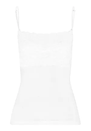 Luxury Moments Wide Lace Cotton Camisole | White 71448-101