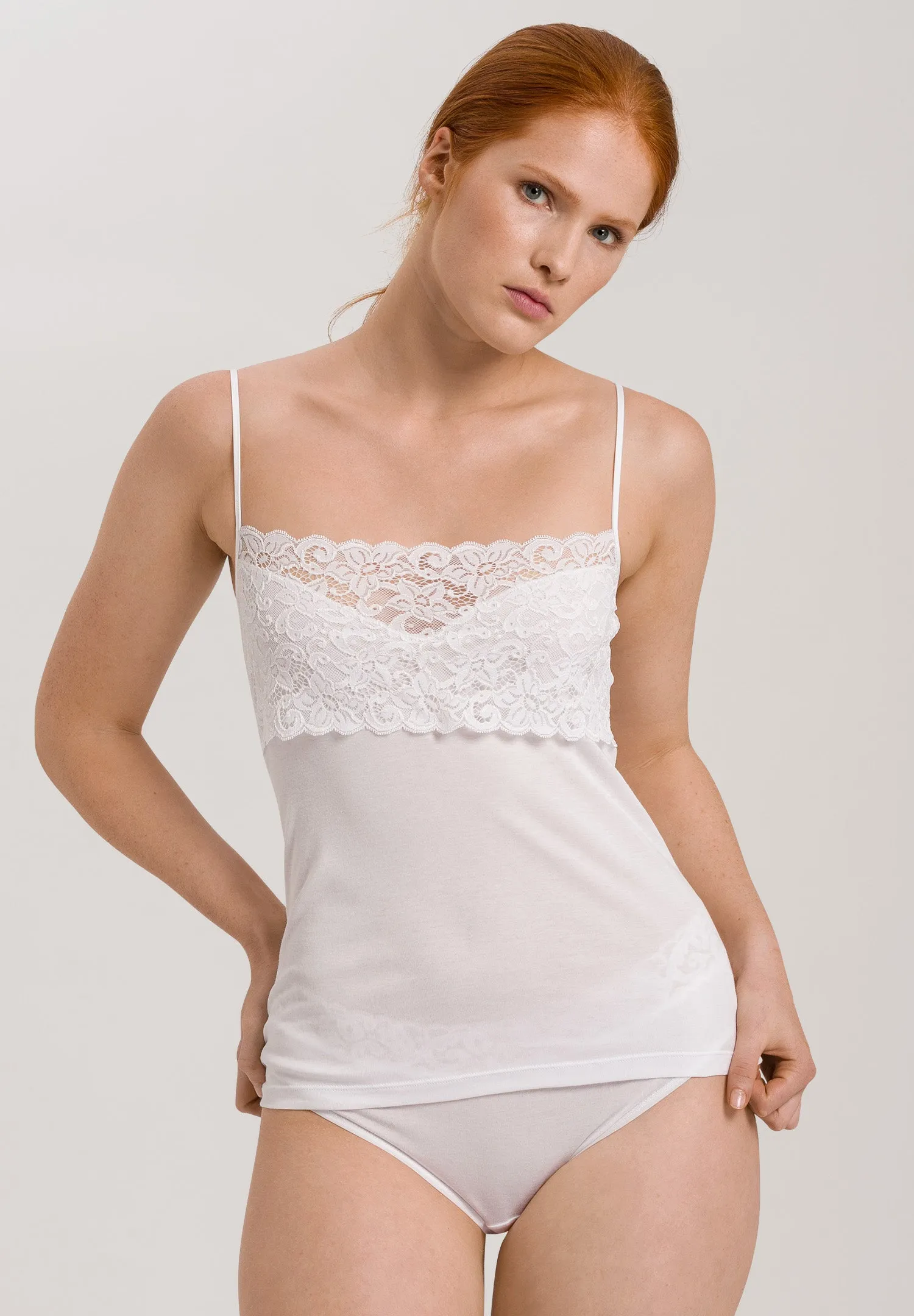 Luxury Moments Wide Lace Cotton Camisole | White 71448-101