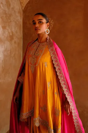 Mango Yellow Zardosi Embroidered Tunic Set