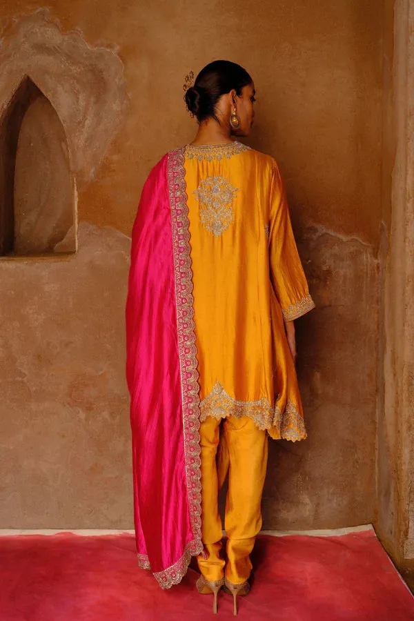 Mango Yellow Zardosi Embroidered Tunic Set