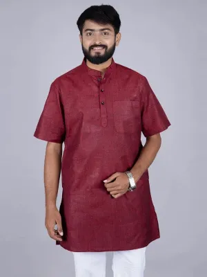 Maroon Handwoven Organic Cotton Men Kurta