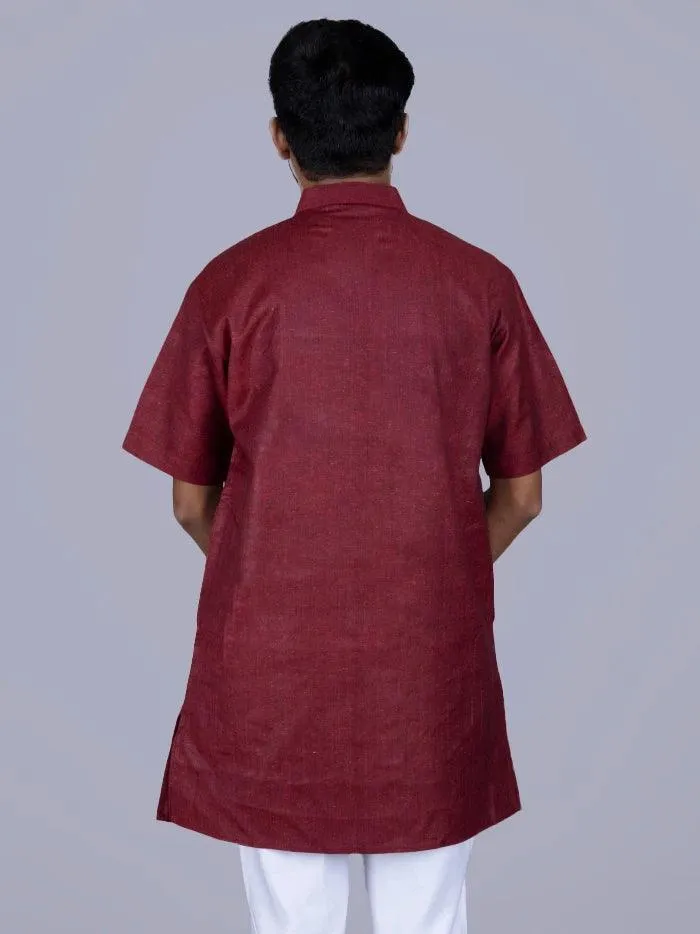 Maroon Handwoven Organic Cotton Men Kurta