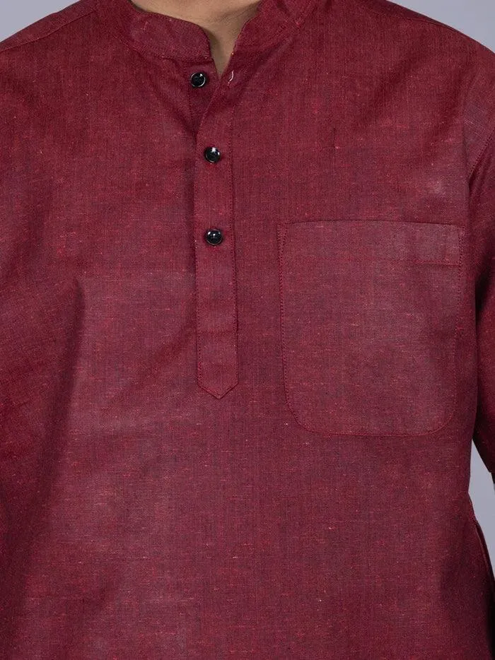 Maroon Handwoven Organic Cotton Men Kurta