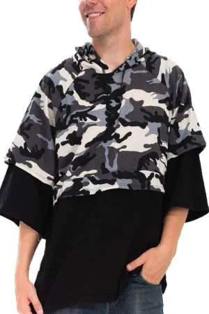 Mens Black Half Camo French Terry Pullover Shirt