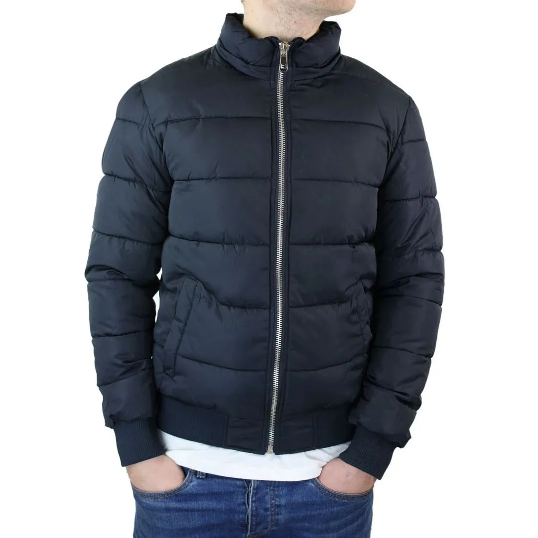 Men's Bomber Puffer Jacket Quilted Warm Winter Removable Fur Hood Pilot