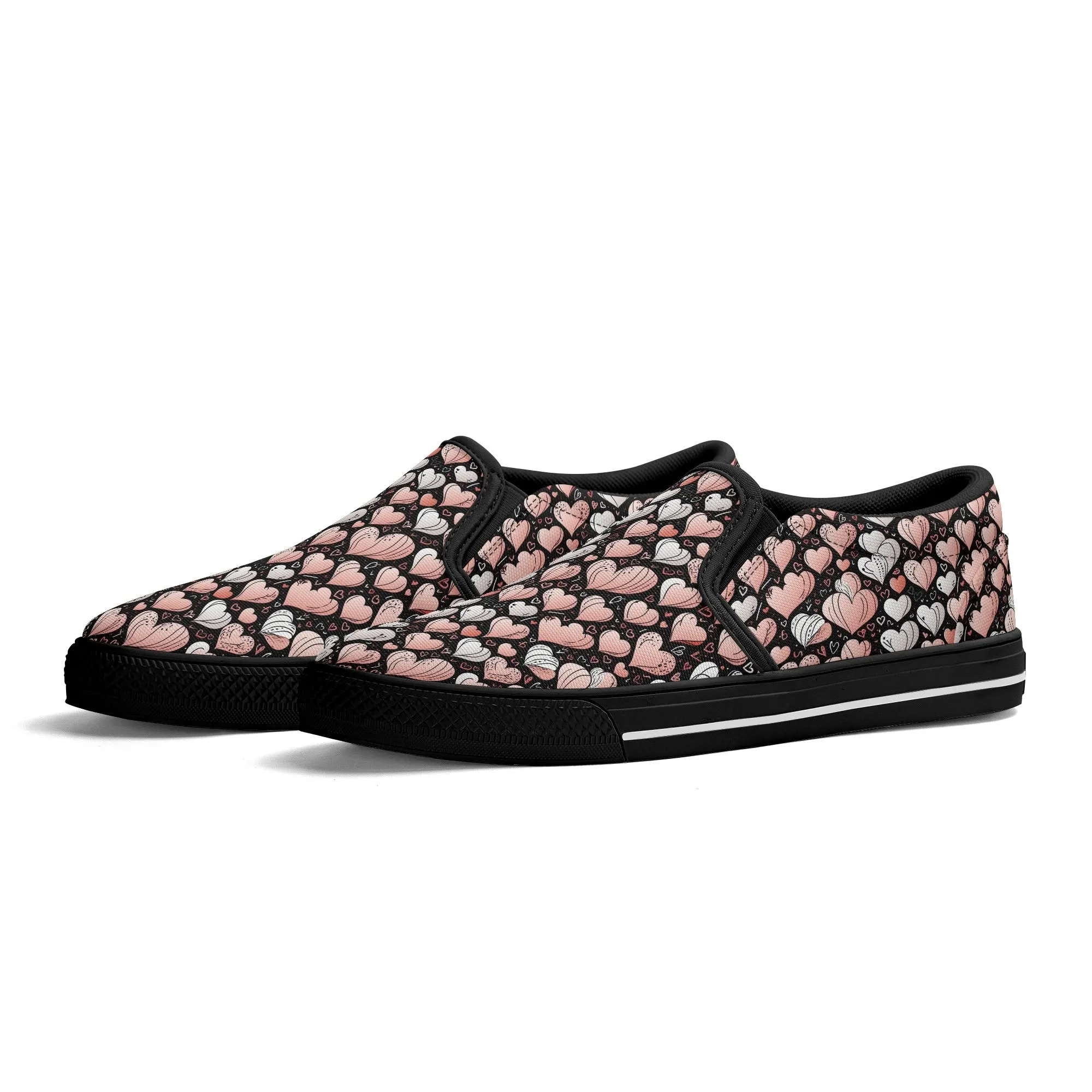 Mens Pink Hearts Rubber Slip On Shoes