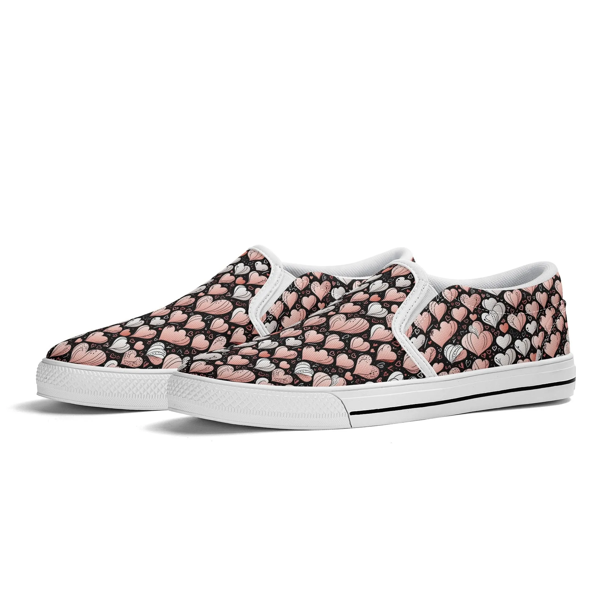 Mens Pink Hearts Rubber Slip On Shoes