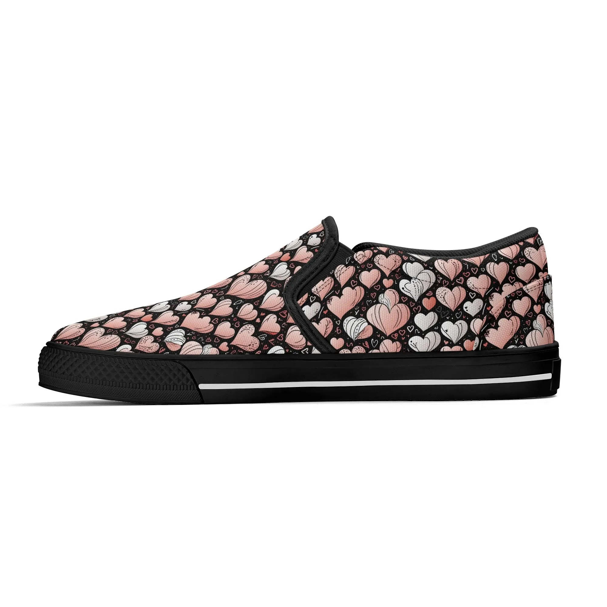 Mens Pink Hearts Rubber Slip On Shoes