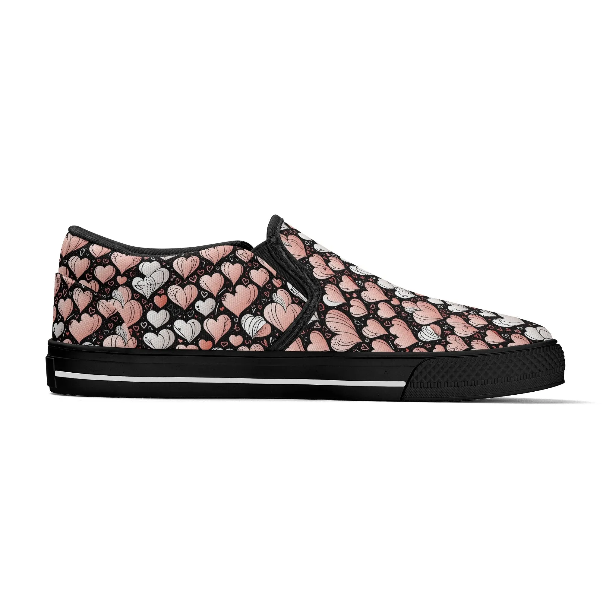 Mens Pink Hearts Rubber Slip On Shoes