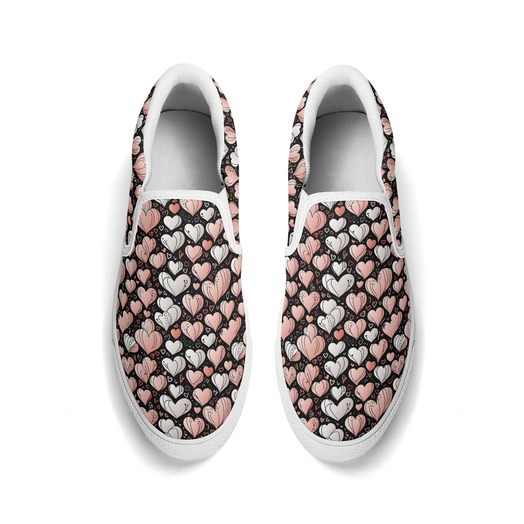 Mens Pink Hearts Rubber Slip On Shoes