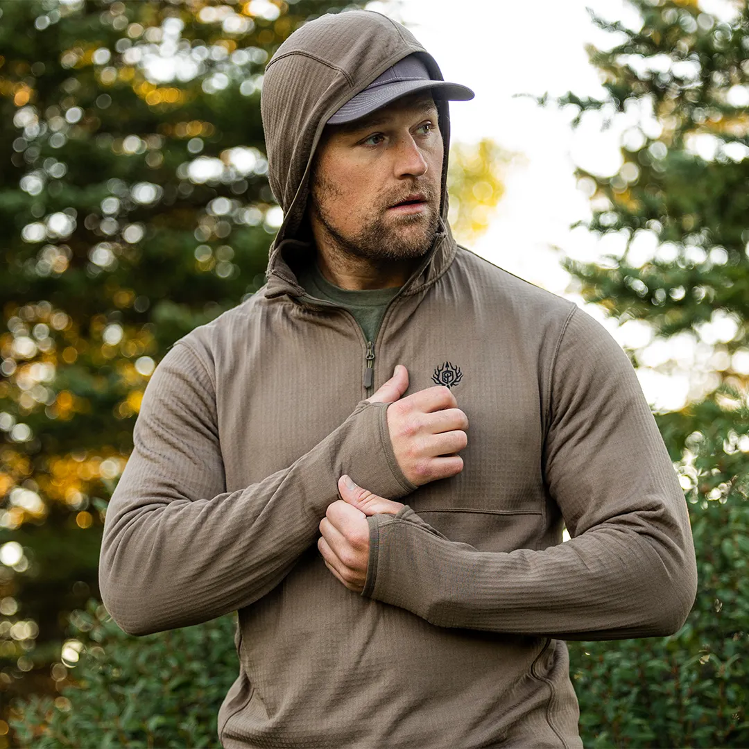 Men's Quiver Half Zip Hoodie (Stone Brown)