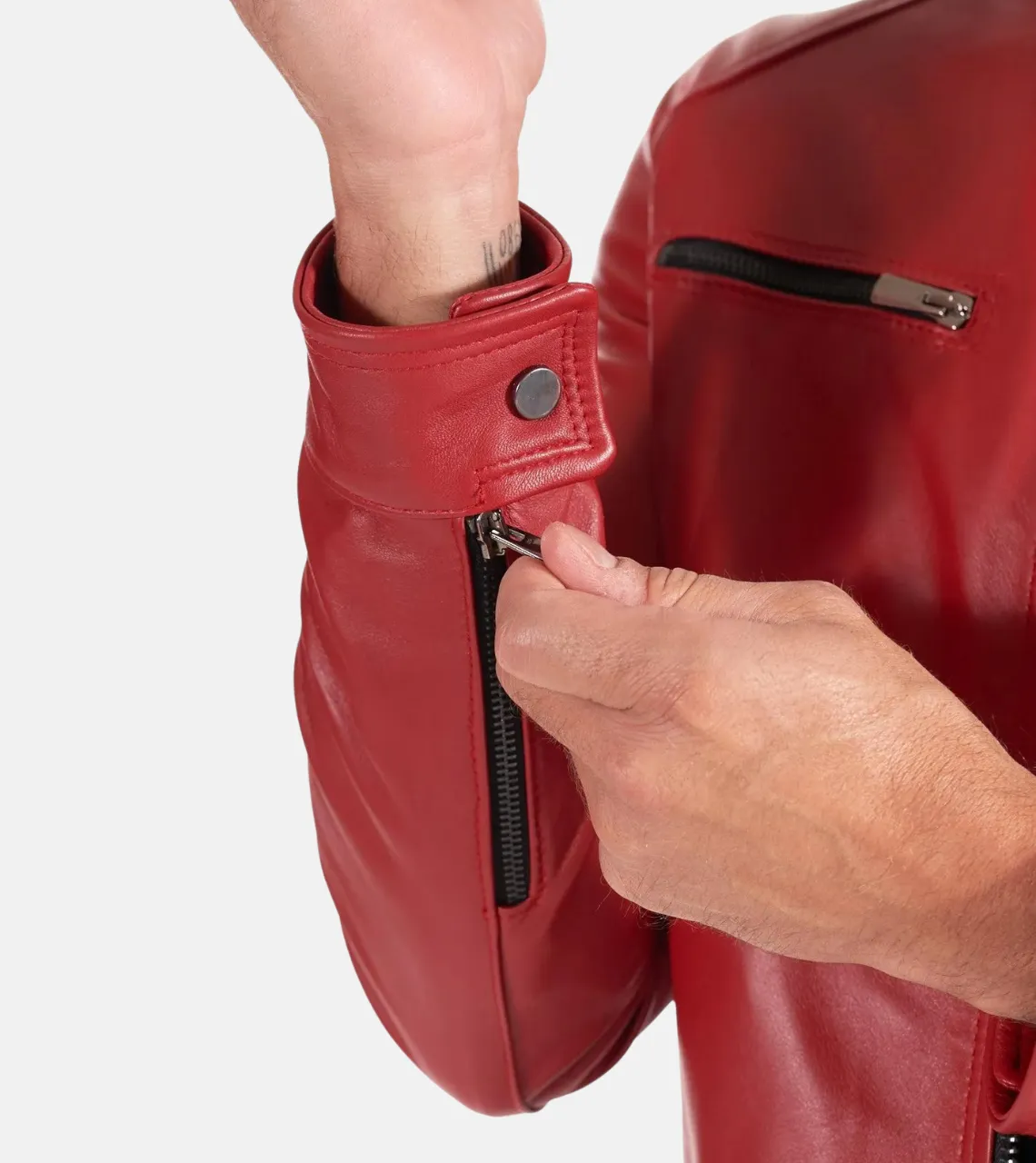 Men's Red Biker Leather Jacket