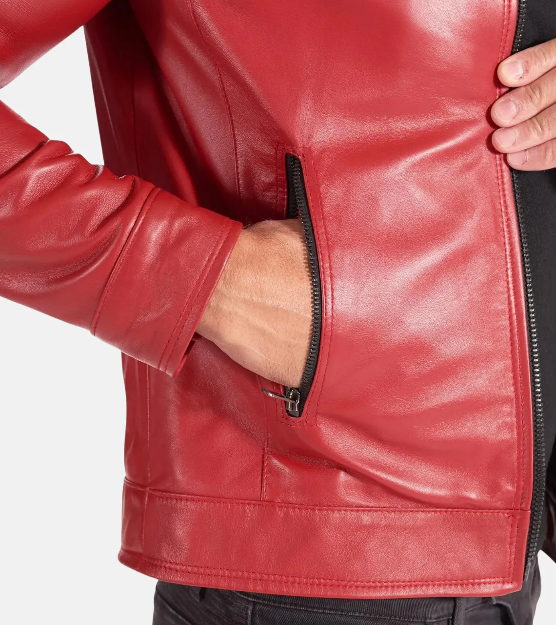 Men's Red Biker Leather Jacket