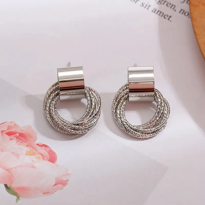 Metal Gold Color Multiple Small Circle Korean Party Retro Earring