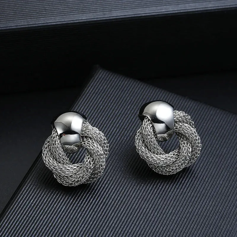 Metallic Twisted Weaving Round Circle Fashion Wedding Vintage Earring