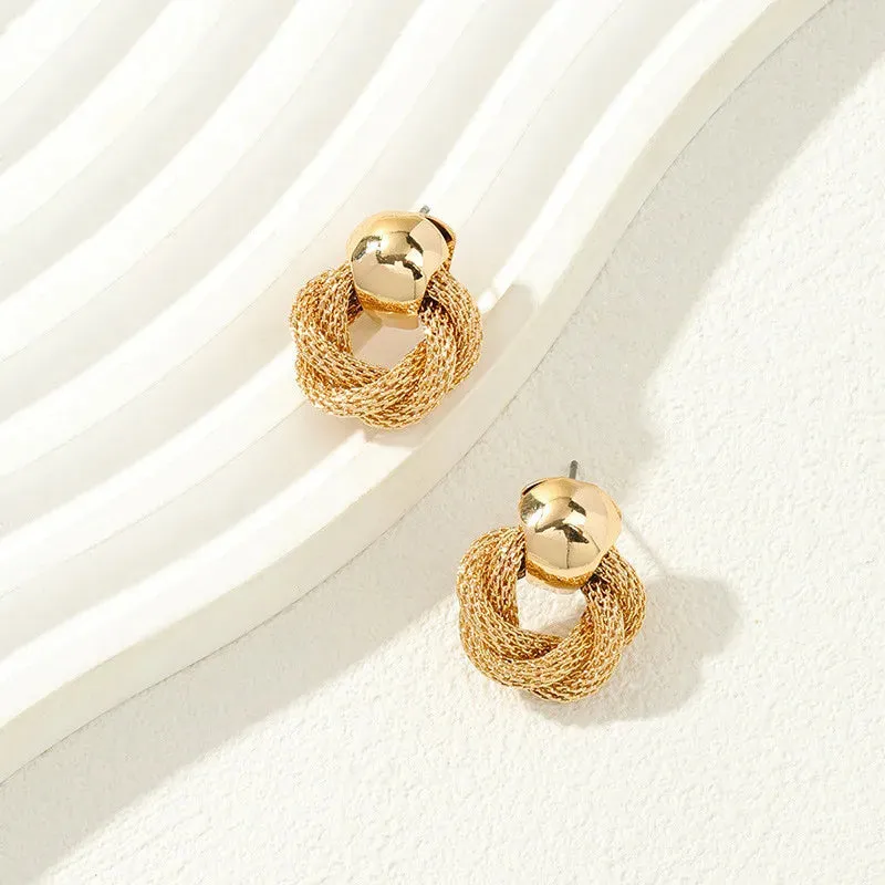 Metallic Twisted Weaving Round Circle Fashion Wedding Vintage Earring