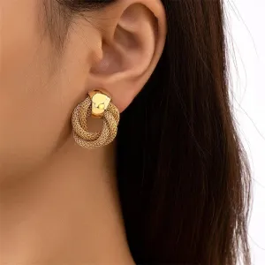 Metallic Twisted Weaving Round Circle Fashion Wedding Vintage Earring