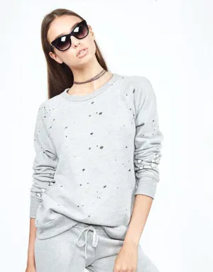 Michael Lauren Renzo Vintage Pullover w/Stars in Heather Grey