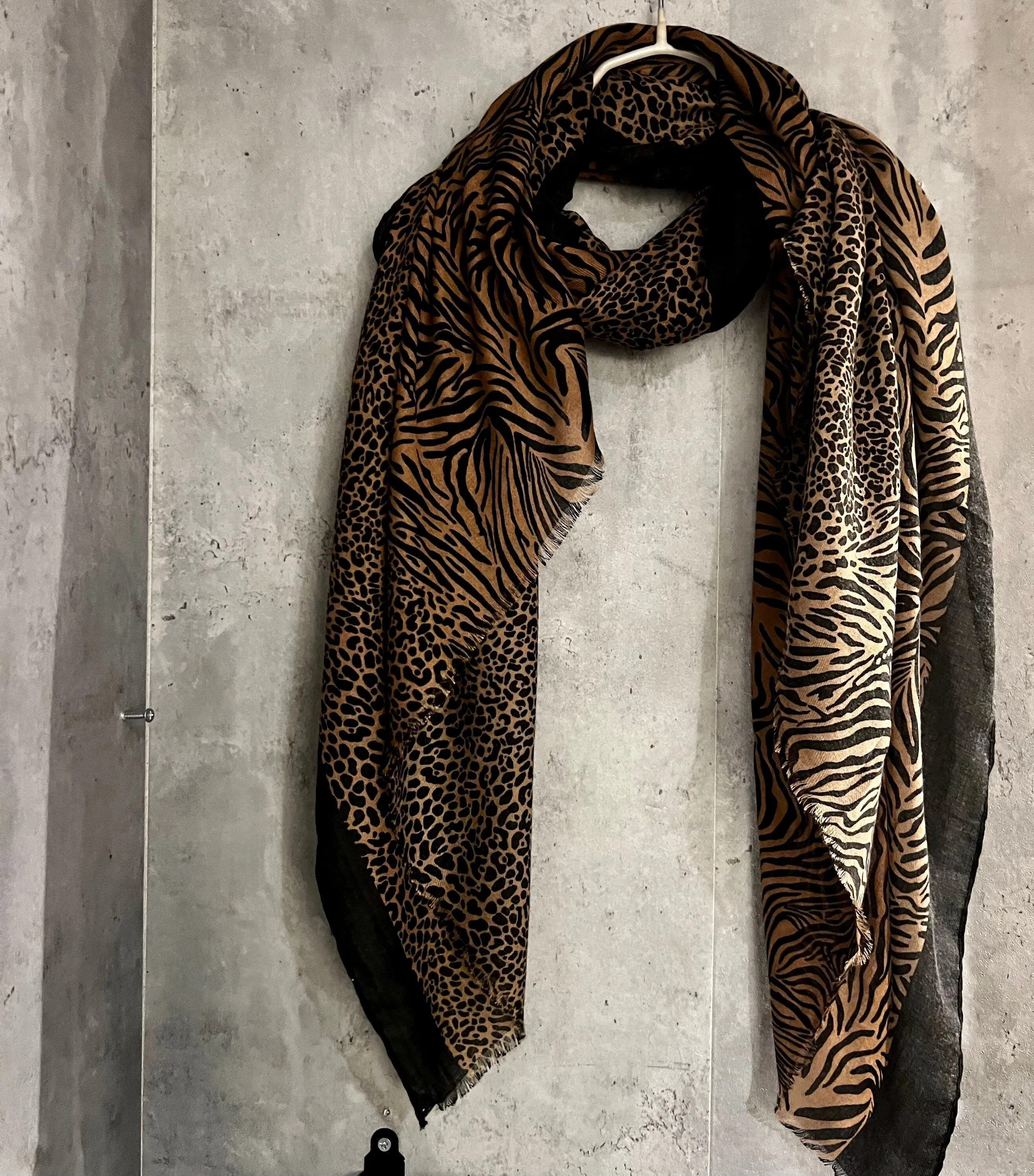 Micro Leopard X Zebra Pattern Pattern Brown Cotton Scarf/Summer Autumn Winter Women Scarf/Gifts For Her Birthday Christmas/UK Seller