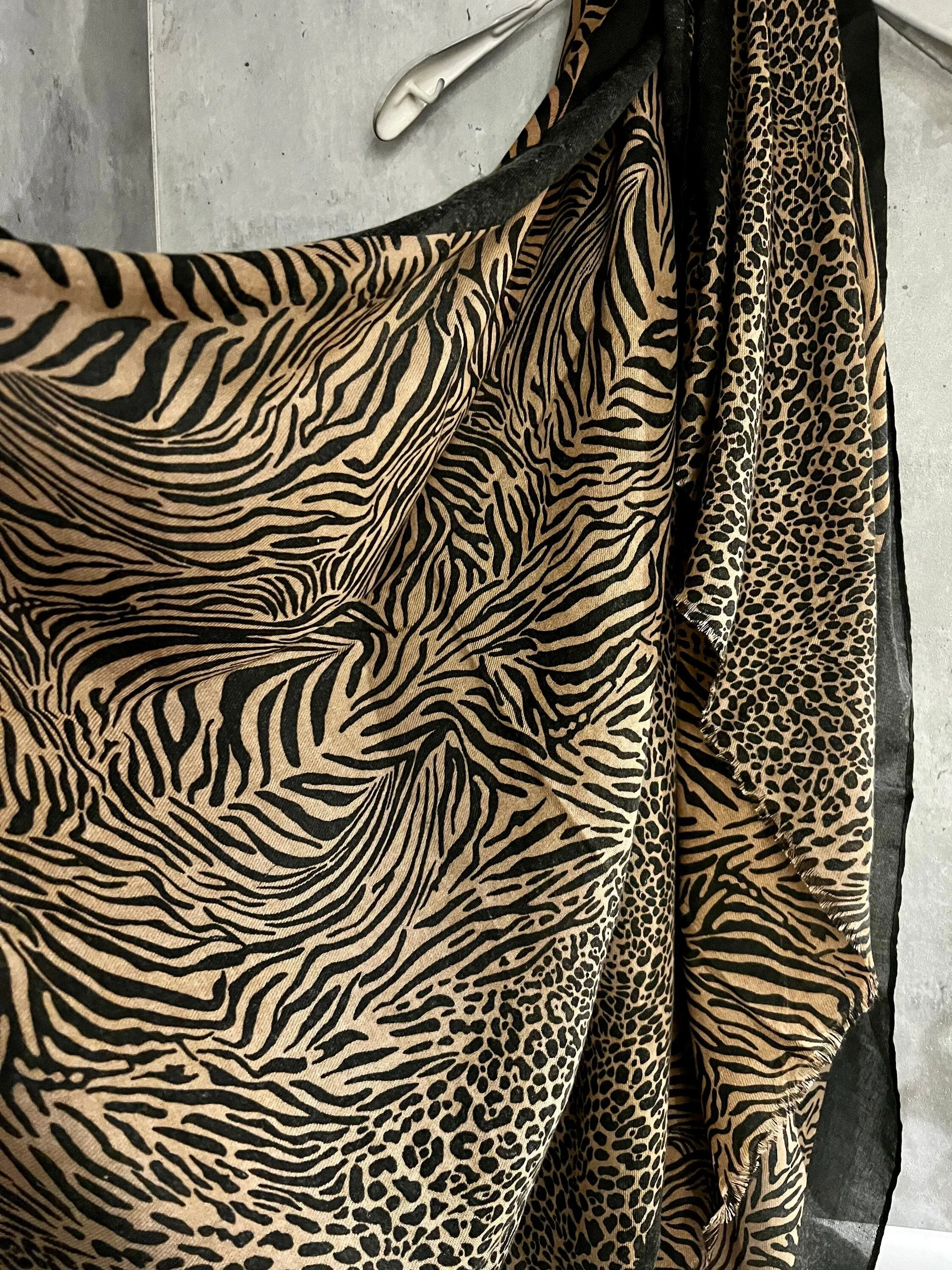 Micro Leopard X Zebra Pattern Pattern Brown Cotton Scarf/Summer Autumn Winter Women Scarf/Gifts For Her Birthday Christmas/UK Seller