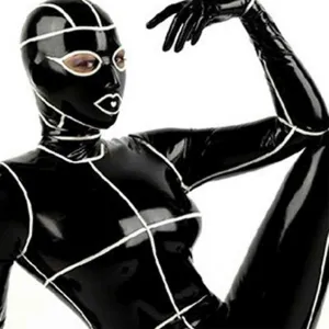 MONNIK Latex suit sexy Tight women Rubber Catsuit Zipper&Striped Desgin Clothing corset for fetish party club wear