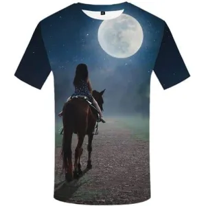 Moon T shirts Men Horse Shirt Print Animal Tshirt Printed Character Tshirts Casual Harajuku Tshirts Novelty Short Sleeve