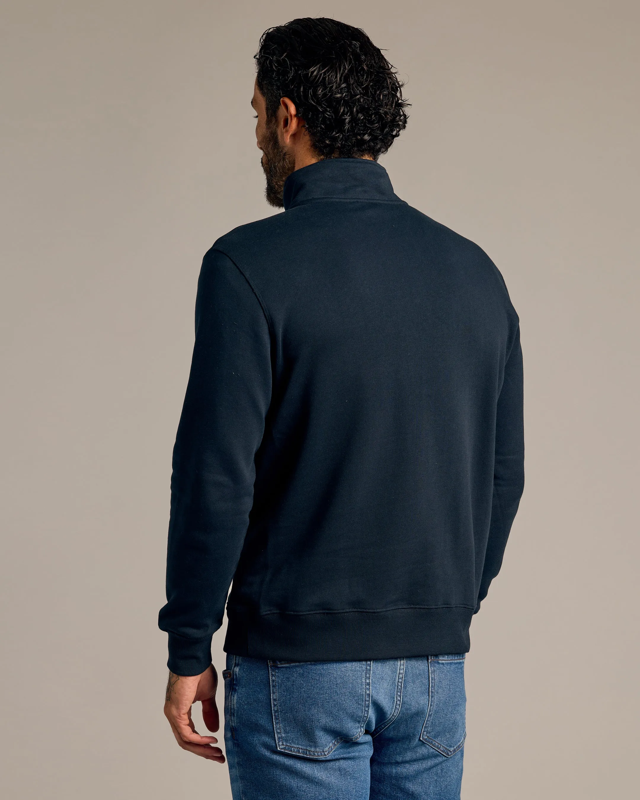 Navy Half Zip Fleece Sweatshirt