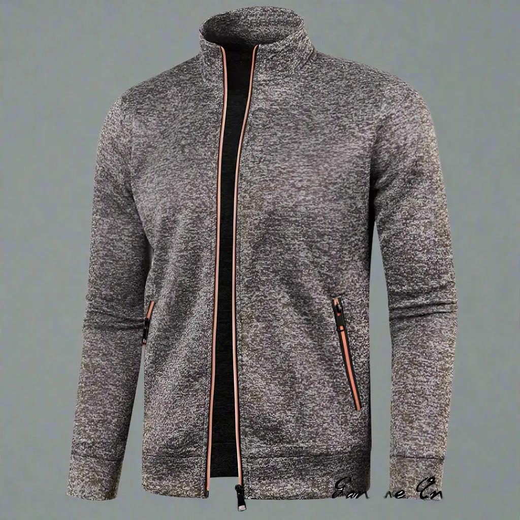 New OB Turn-down Collar Zipper Sweatshirt