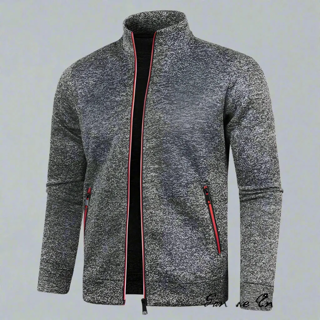 New OB Turn-down Collar Zipper Sweatshirt