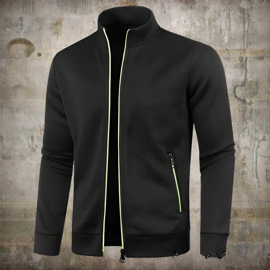 New OB Turn-down Collar Zipper Sweatshirt