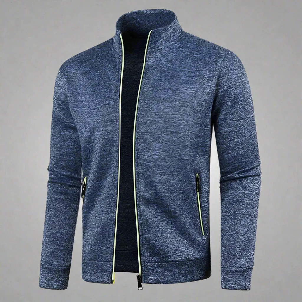 New OB Turn-down Collar Zipper Sweatshirt