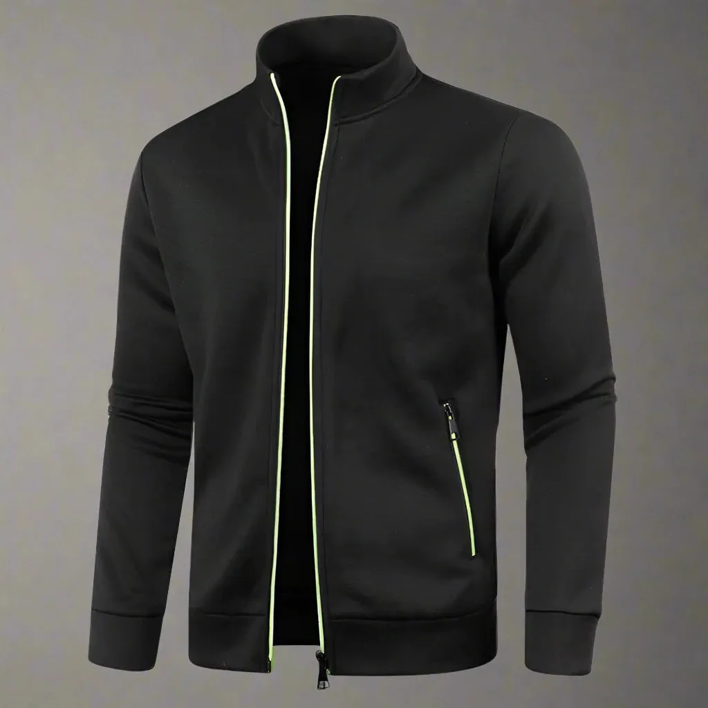 New OB Turn-down Collar Zipper Sweatshirt