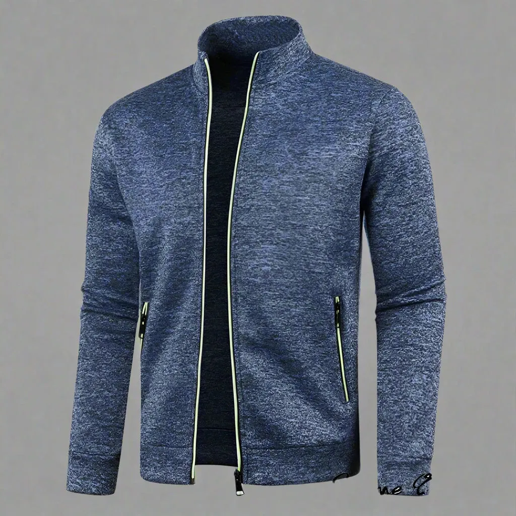 New OB Turn-down Collar Zipper Sweatshirt