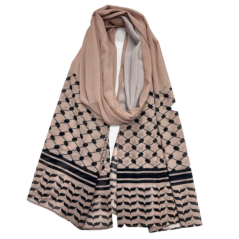 NEW02  HOT KUFFIYEH PRINTED HIJAB chiffon